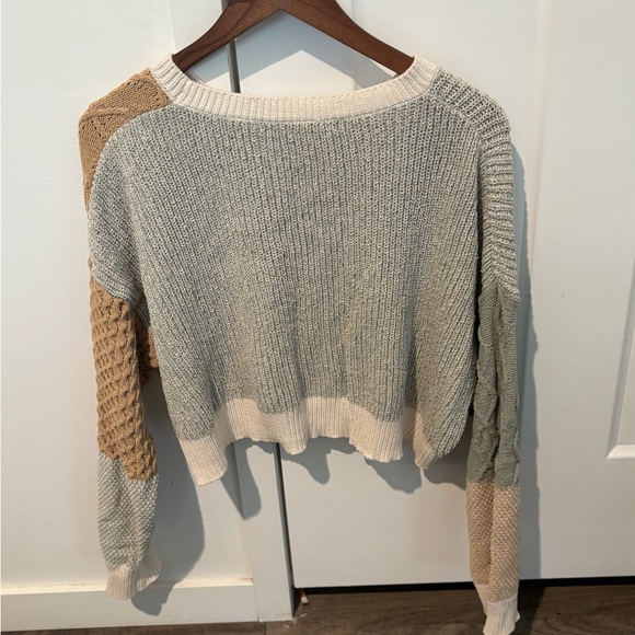 Altar'd State Patchwork Sweater - Cream, Tan, Gray - Picture 3 of 3